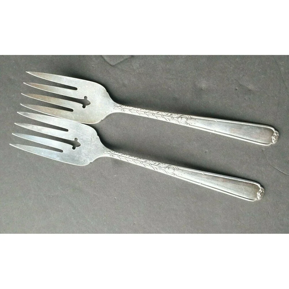 Oneida Silver Plate Janet Meat Serving Fork x 2